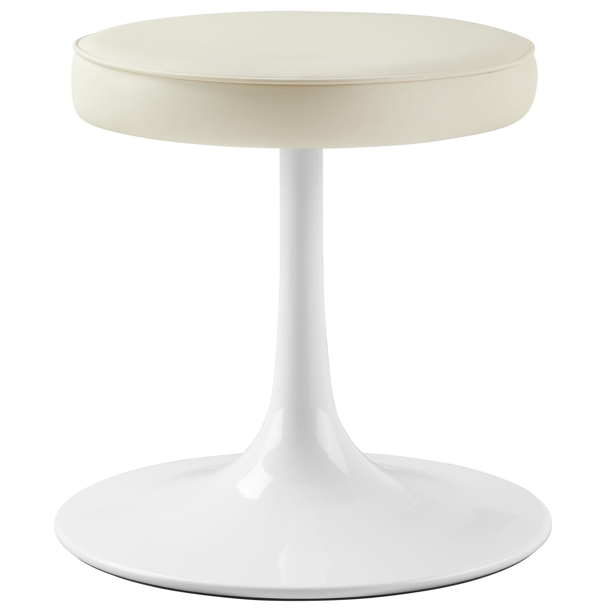 Lippa Vegan Leather Round Stool - Stone