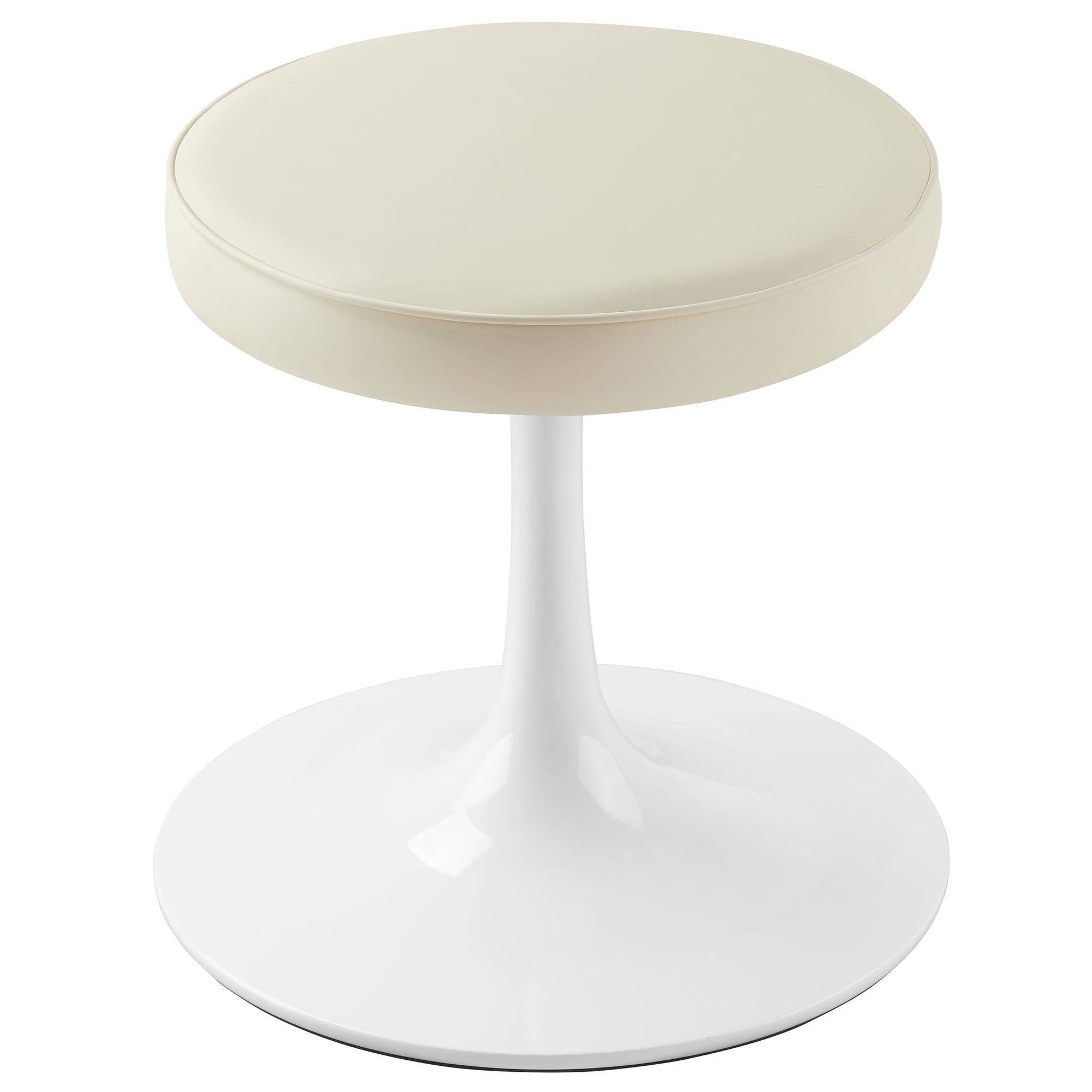 Lippa Vegan Leather Round Stool - Stone