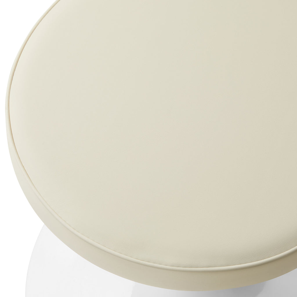 Lippa Vegan Leather Round Stool - Stone