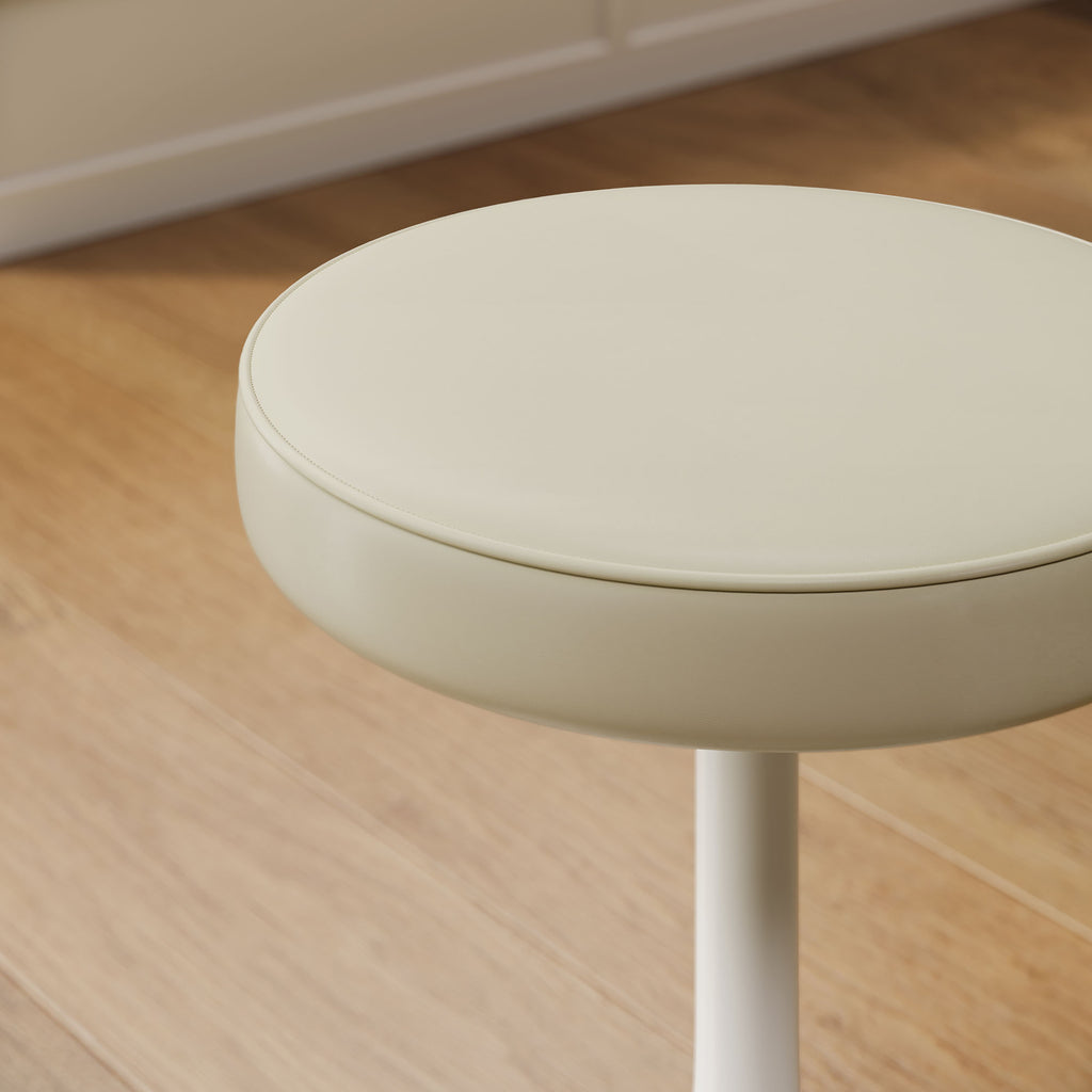 Lippa Vegan Leather Round Stool - Stone