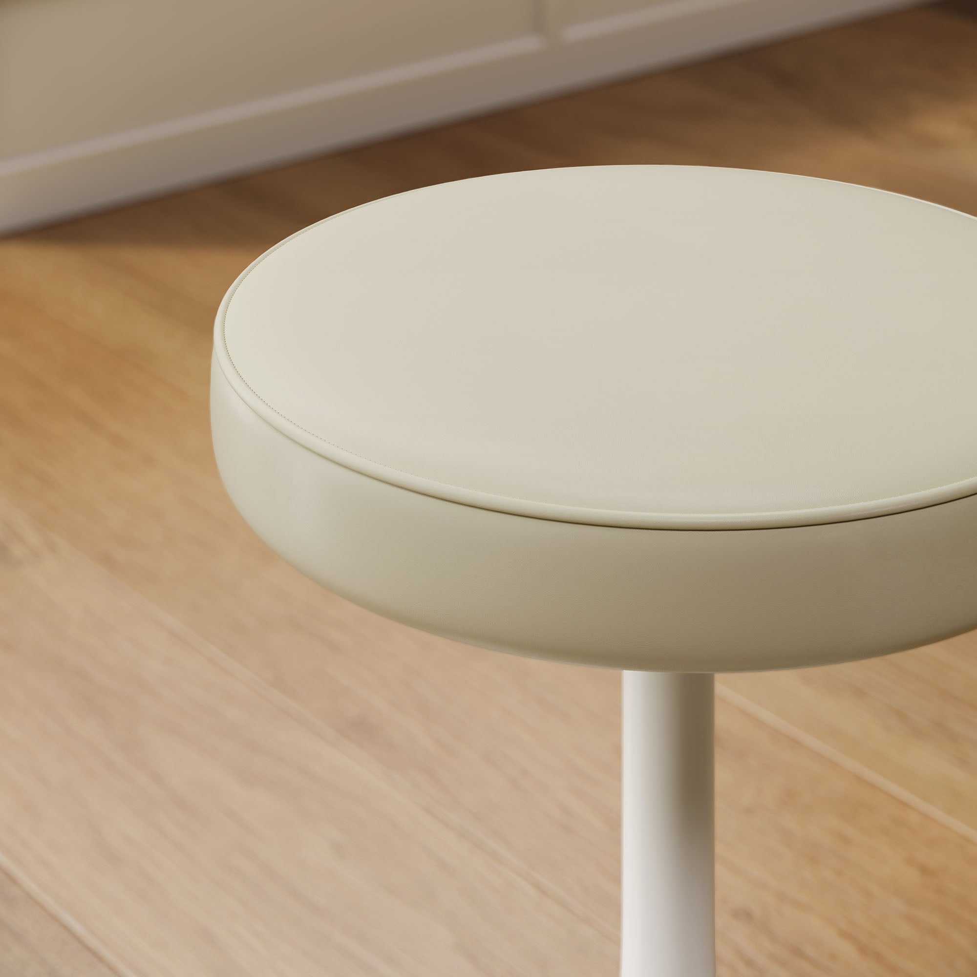 Lippa Vegan Leather Round Stool - Stone