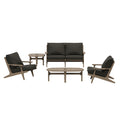 Saratoga 5-Piece Outdoor Patio Teak Wood Furniture Set - Weathered Gray Flint