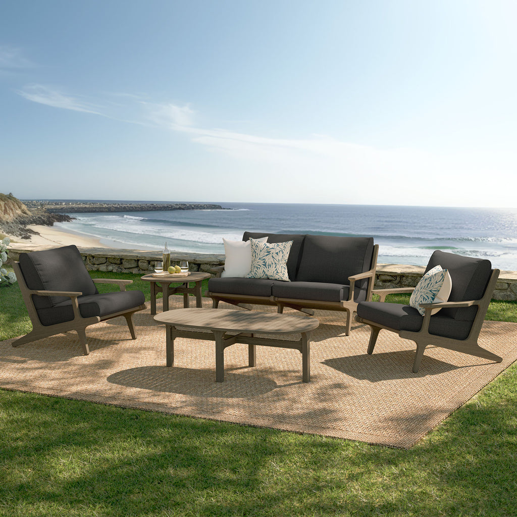Saratoga 5-Piece Outdoor Patio Teak Wood Furniture Set - Weathered Gray Flint