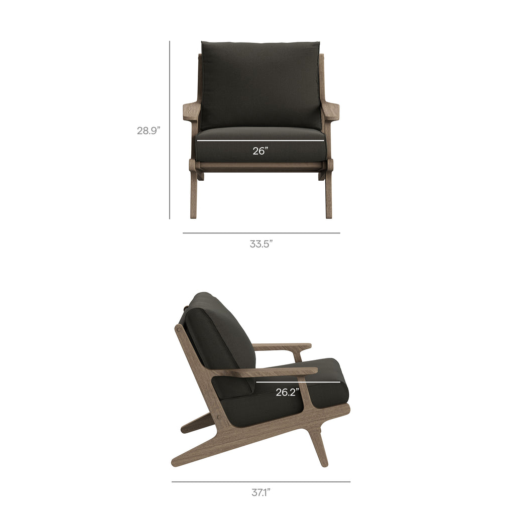 Saratoga 5-Piece Outdoor Patio Teak Wood Furniture Set - Weathered Gray Flint