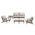 Saratoga 5-Piece Outdoor Patio Teak Wood Furniture Set - Weathered Gray Pebble