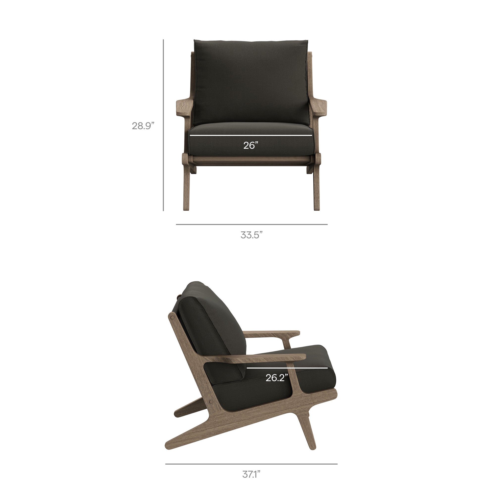 Saratoga 4-Piece Outdoor Patio Teak Wood Furniture Set - Weathered Gray Flint (Sofa, 2 Armchairs, Coffee Table)