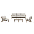 Saratoga 4-Piece Outdoor Patio Teak Wood Furniture Set - Weathered Gray Pebble (Sofa, 2 Armchairs, Coffee Table)