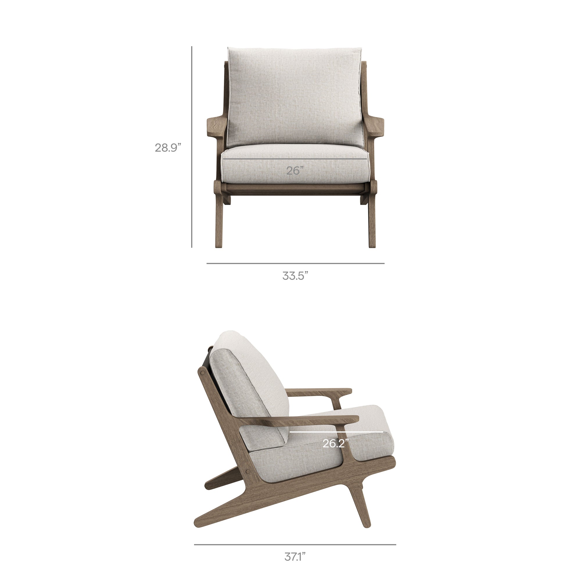 Saratoga 4-Piece Outdoor Patio Teak Wood Furniture Set - Weathered Gray Pebble (Sofa, 2 Armchairs, Coffee Table)