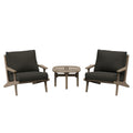 Saratoga 3-Piece Outdoor Patio Teak Wood Furniture Set with Lounge Chairs and Side Table - Weathered Gray Flint