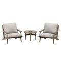 Saratoga 3-Piece Outdoor Patio Teak Wood Furniture Set with Lounge Chairs and Side Table - Weathered Gray Pebble