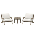 Saratoga 3-Piece Outdoor Patio Teak Wood Furniture Set with Lounge Chairs and Side Table - Weathered Gray White