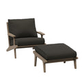 Saratoga Outdoor Patio Teak Wood Chair and Ottoman Set - Weathered Gray Flint