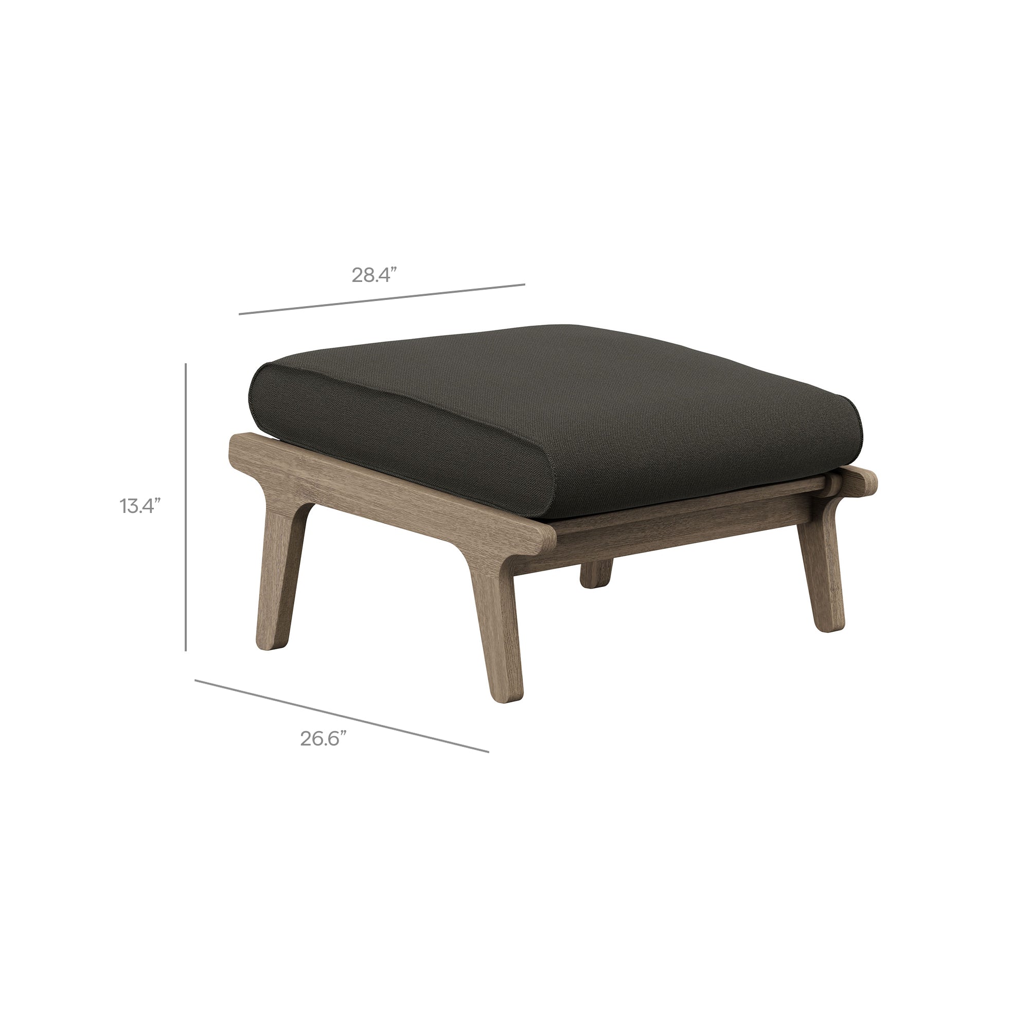 Saratoga Outdoor Patio Teak Wood Chair and Ottoman Set - Weathered Gray Flint