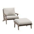 Saratoga Outdoor Patio Teak Wood Chair and Ottoman Set - Weathered Gray Pebble