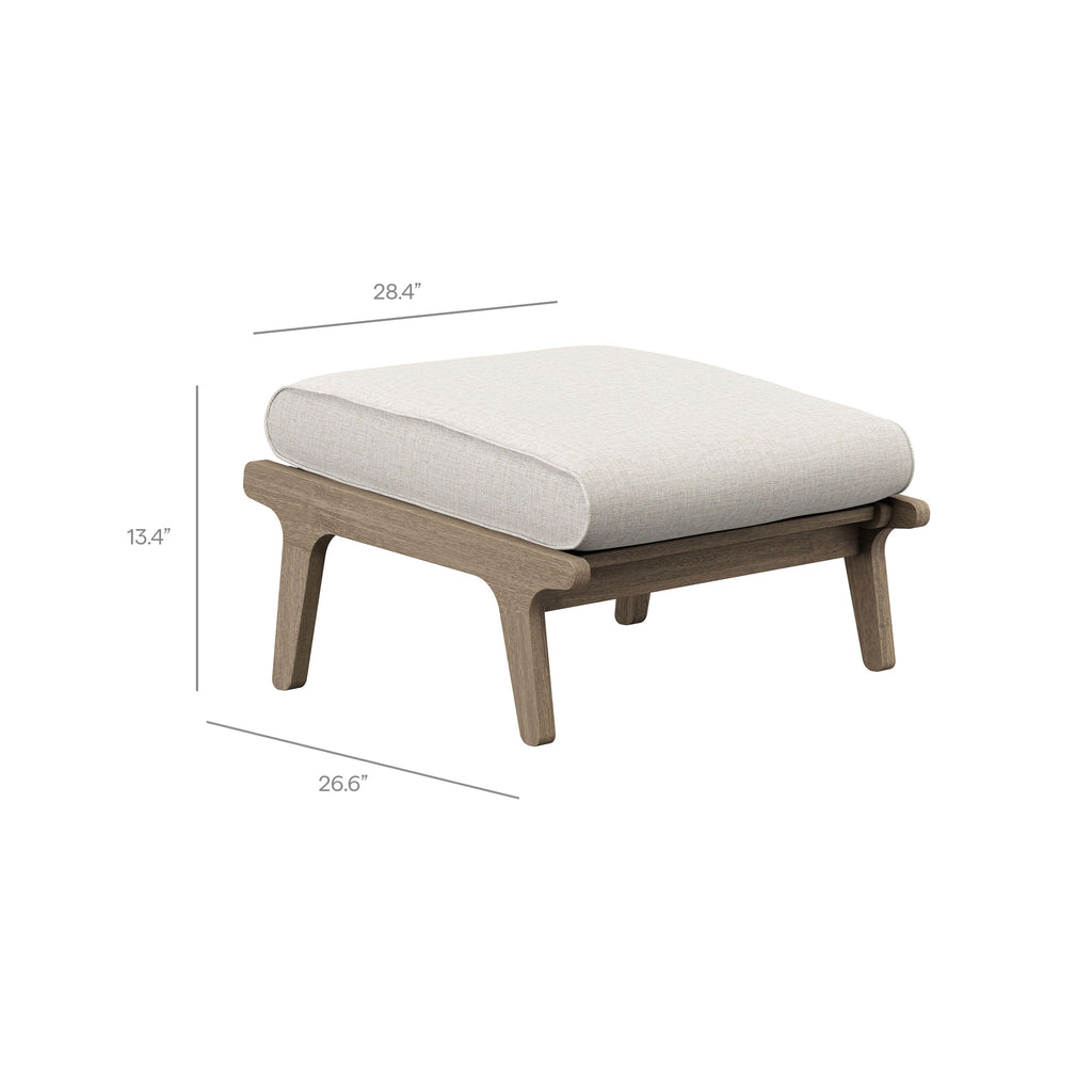 Saratoga Outdoor Patio Teak Wood Chair and Ottoman Set - Weathered Gray Pebble
