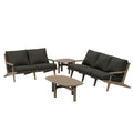 Saratoga 4-Piece Outdoor Patio Teak Wood Furniture Set - Weathered Gray Flint (Sofa, Loveseat, Coffee Table, Side Table)