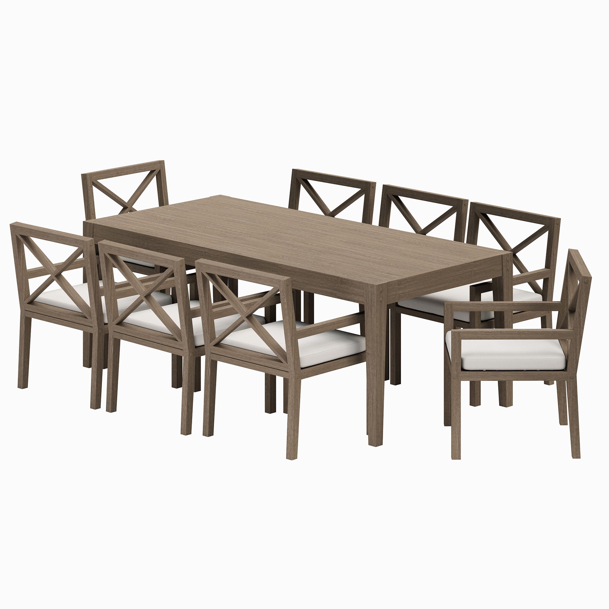 Northlake 9-Piece Outdoor Patio Teak Wood Dining Set - Weathered Gray White