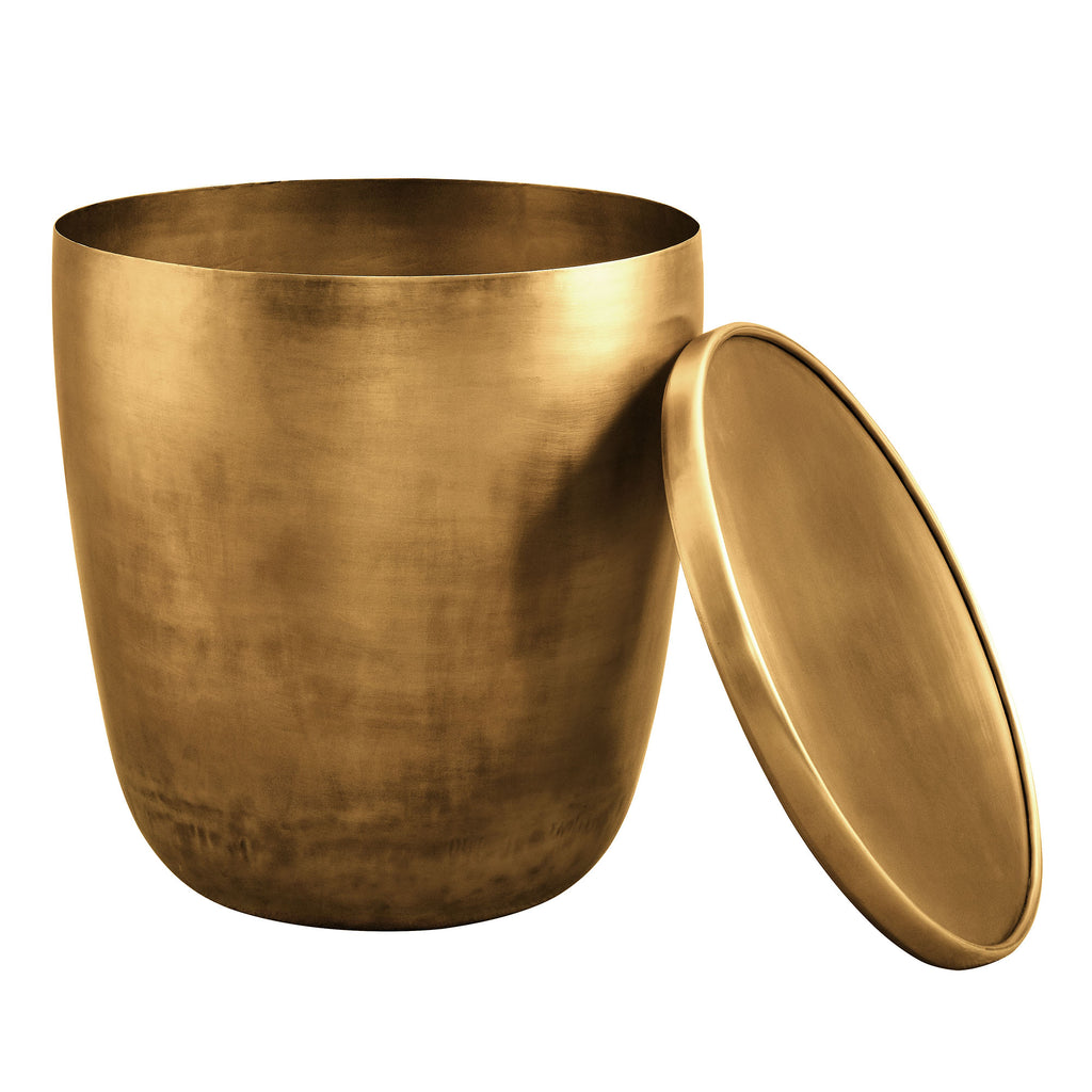 Viora Metal Storage Side Table - Burnished Brass