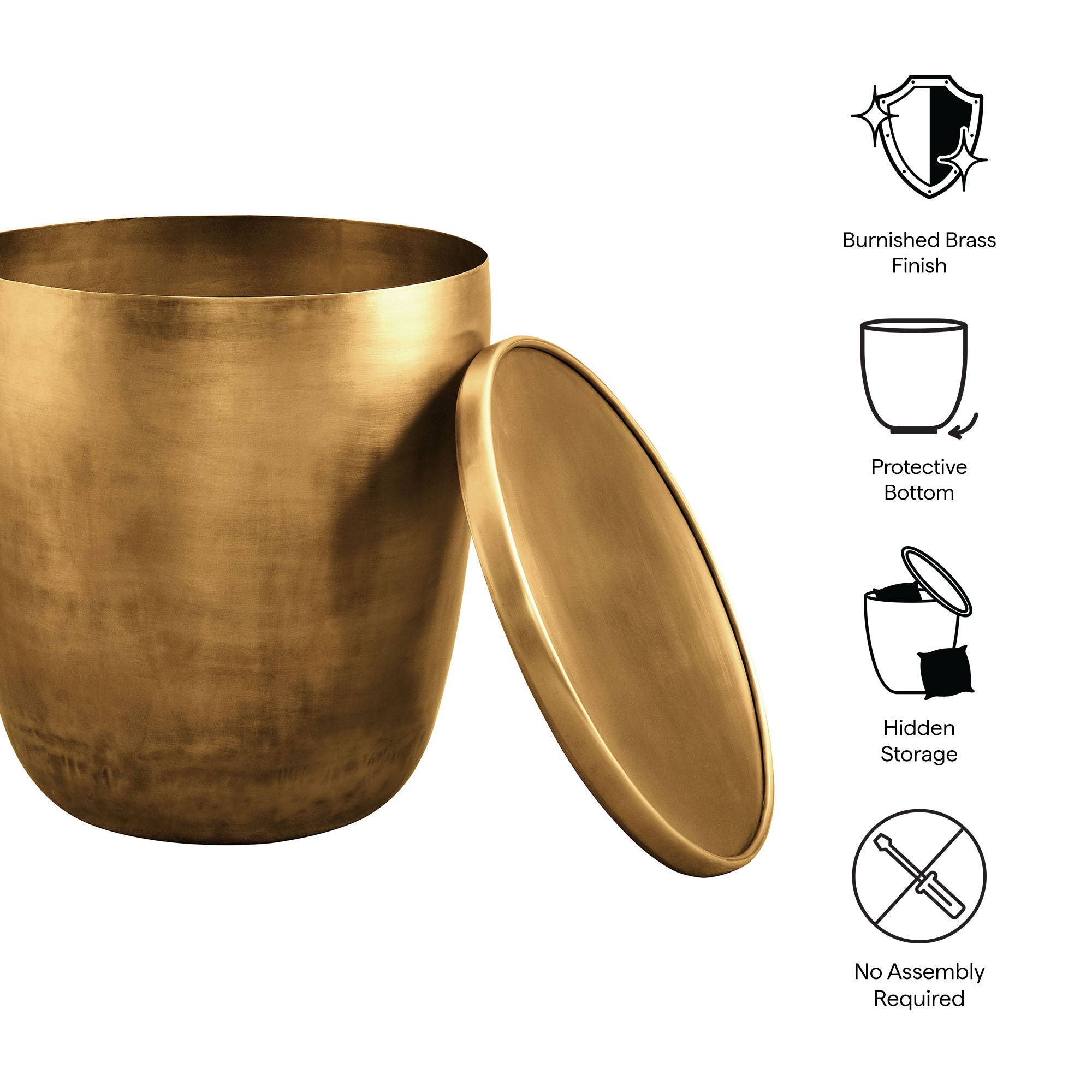 Viora Metal Storage Side Table - Burnished Brass