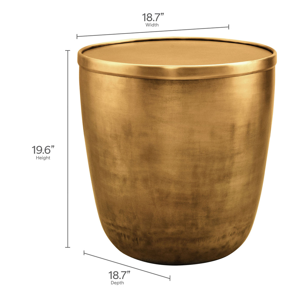 Viora Metal Storage Side Table - Burnished Brass