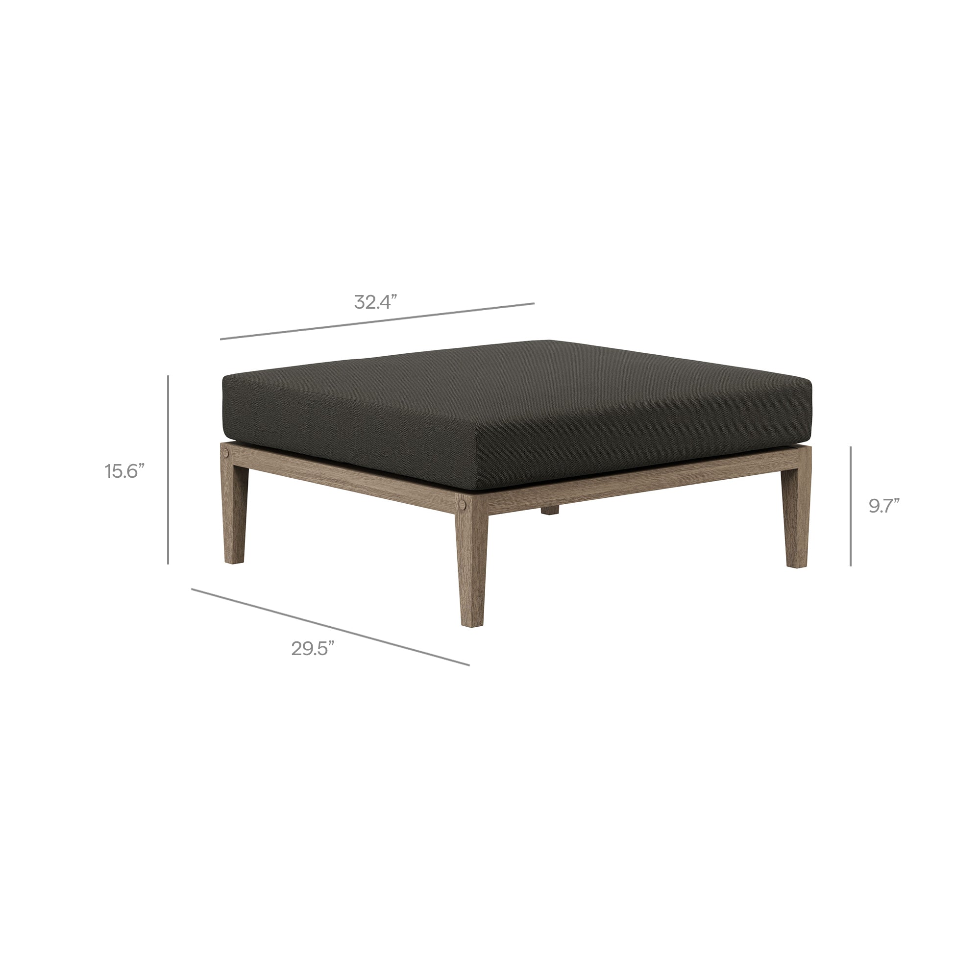 Northlake Outdoor Patio Teak Wood Loveseat and Ottoman Set - Weathered Gray Flint