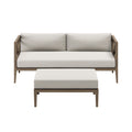 Northlake Outdoor Patio Teak Wood Loveseat and Ottoman Set - Weathered Gray Pebble
