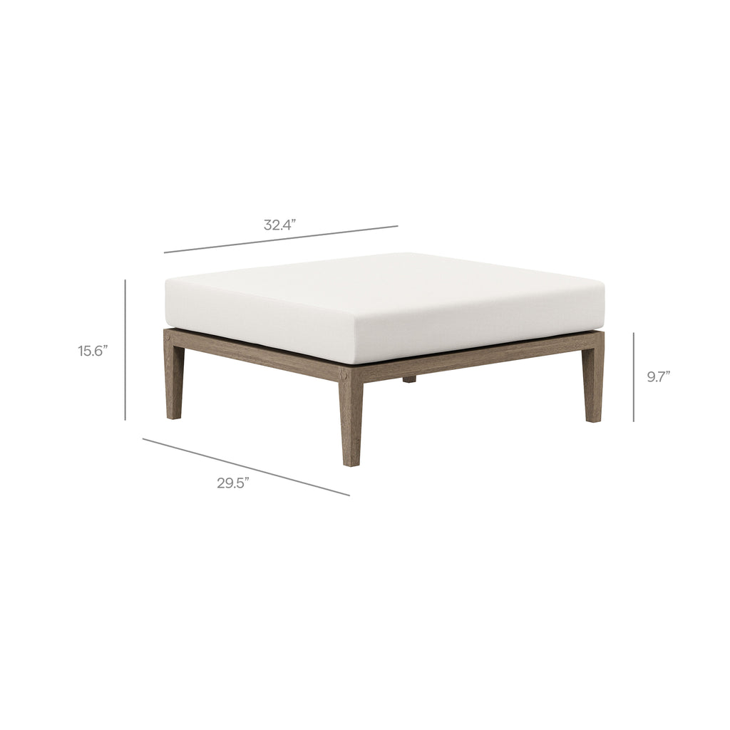 Northlake Outdoor Patio Teak Wood Loveseat and Ottoman Set - Weathered Gray White