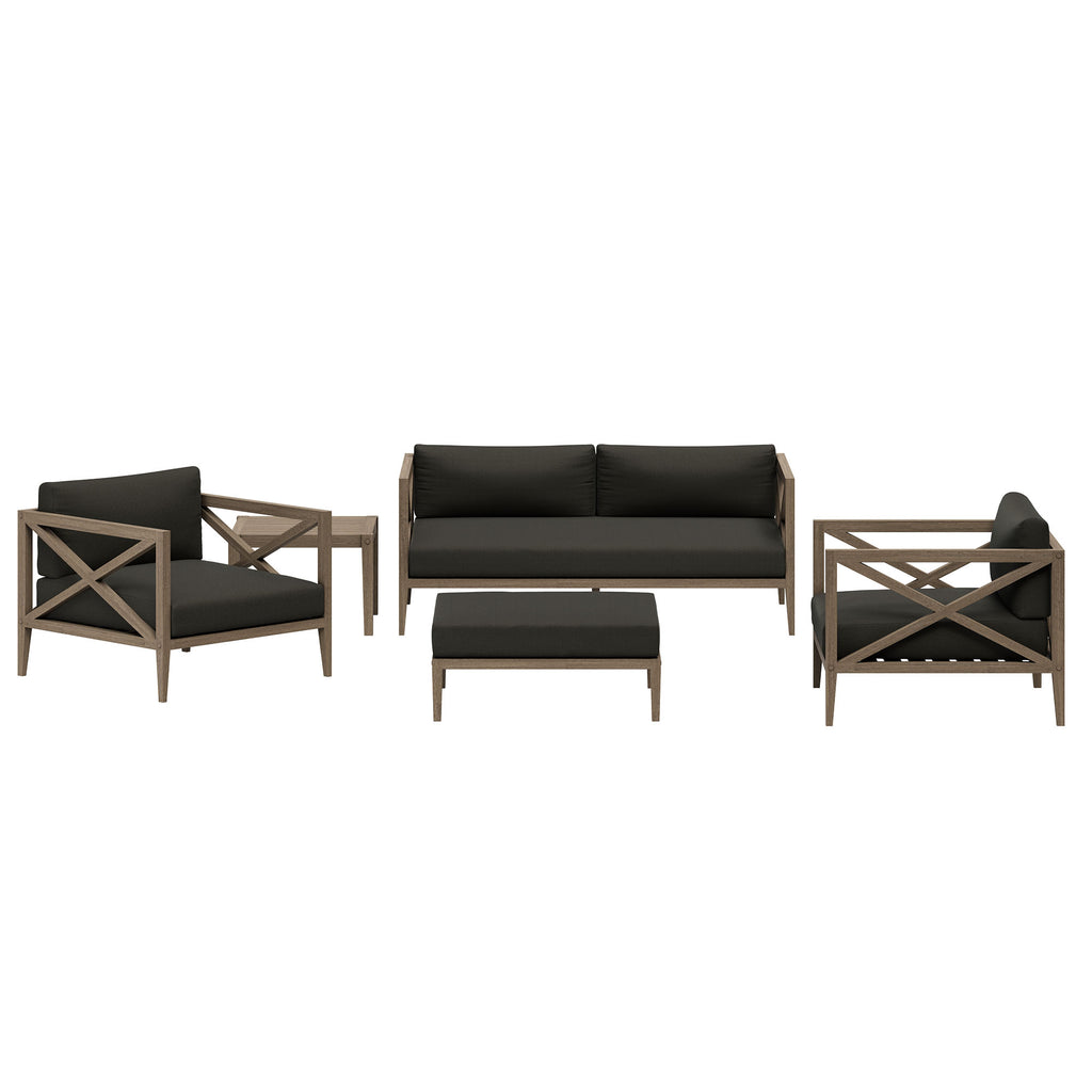 Northlake 5-Piece Outdoor Patio Teak Wood Furniture Set - Weathered Gray Flint