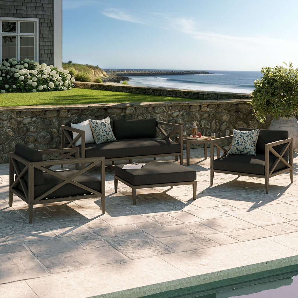 Northlake 5-Piece Outdoor Patio Teak Wood Furniture Set - Weathered Gray Flint