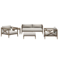 Northlake 5-Piece Outdoor Patio Teak Wood Furniture Set - Weathered Gray Pebble