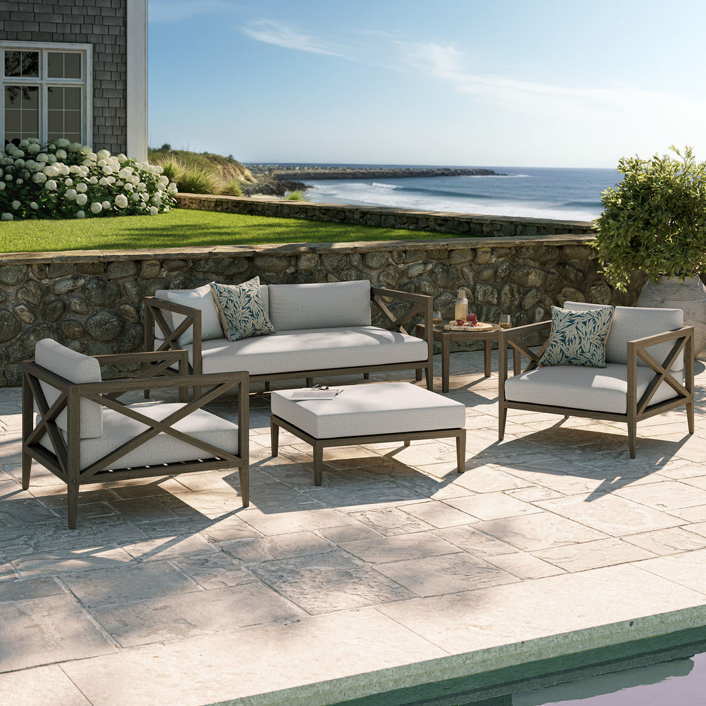 Northlake 5-Piece Outdoor Patio Teak Wood Furniture Set - Weathered Gray Pebble