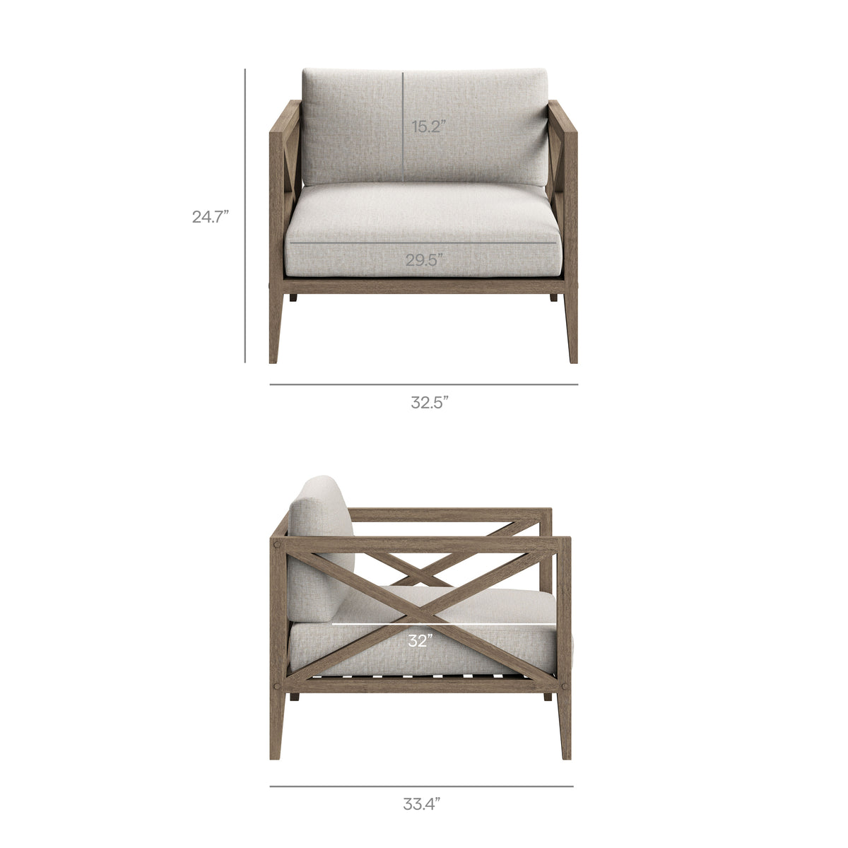 Northlake 5-Piece Outdoor Patio Teak Wood Furniture Set - Weathered Gray Pebble