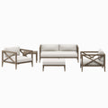 Northlake 5-Piece Outdoor Patio Teak Wood Furniture Set - Weathered Gray White
