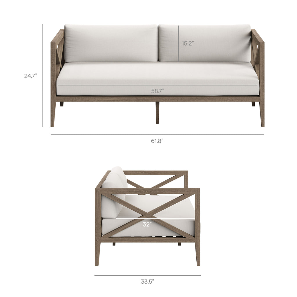 Northlake 5-Piece Outdoor Patio Teak Wood Furniture Set - Weathered Gray White