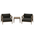 Northlake 3-Piece Outdoor Patio Teak Wood Furniture Set with Armchair and Side Table - Weathered Gray Flint