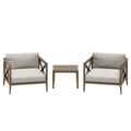Northlake 3-Piece Outdoor Patio Teak Wood Furniture Set with Armchair and Side Table - Weathered Gray Pebble