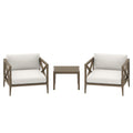 Northlake 3-Piece Outdoor Patio Teak Wood Furniture Set with Armchair and Side Table - Weathered Gray White