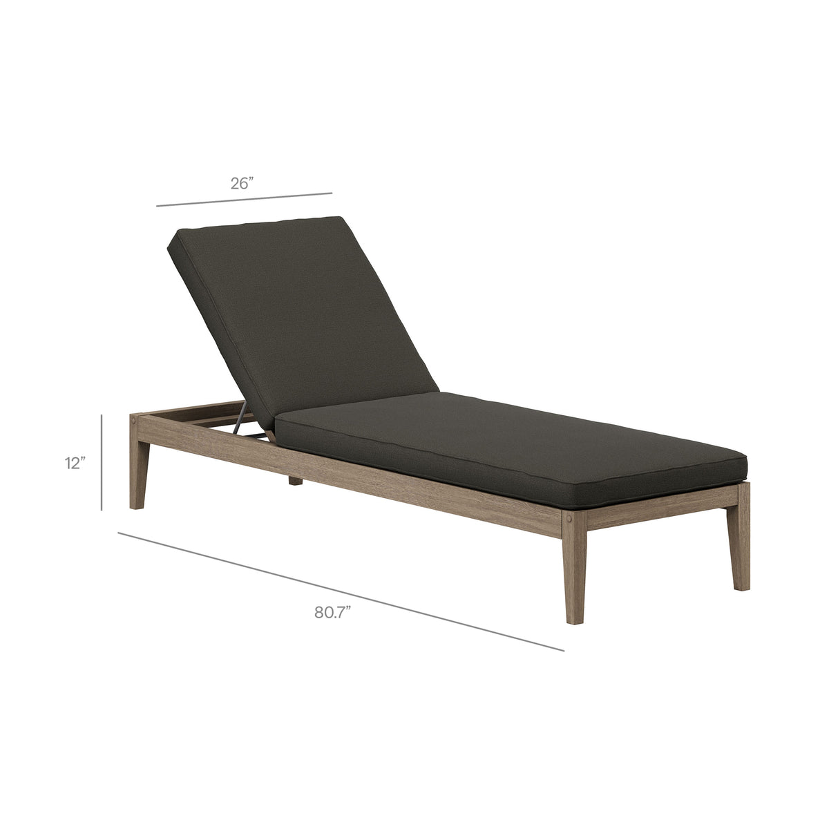 Northlake 3-Piece Outdoor Patio Teak Wood Furniture Set with Chaise Lounges and Side Table - Weathered Gray Flint