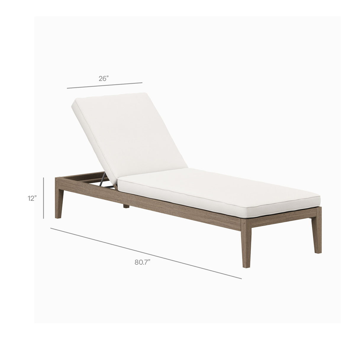 Northlake 3-Piece Outdoor Patio Teak Wood Furniture Set with Chaise Lounges and Side Table - Weathered Gray White