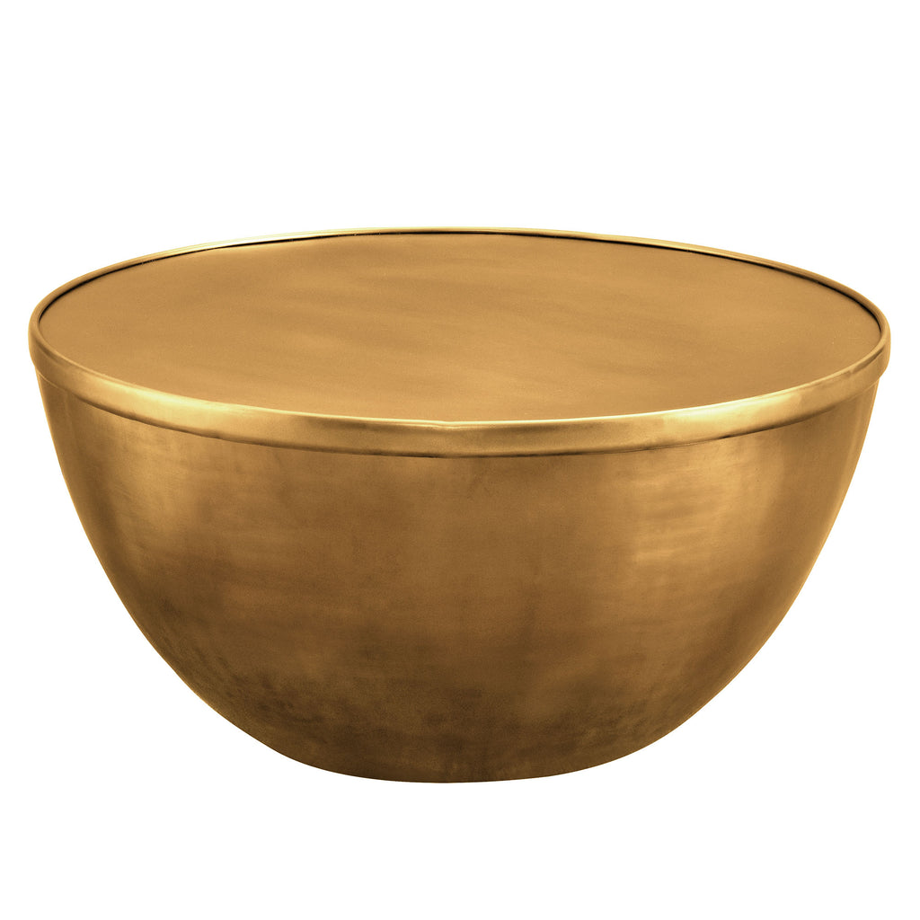 Viora 32 Inch Metal Storage Coffee Table - Burnished Brass