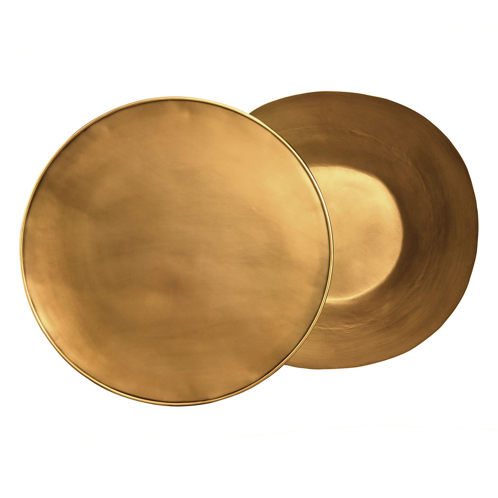 Viora 32 Inch Metal Storage Coffee Table - Burnished Brass