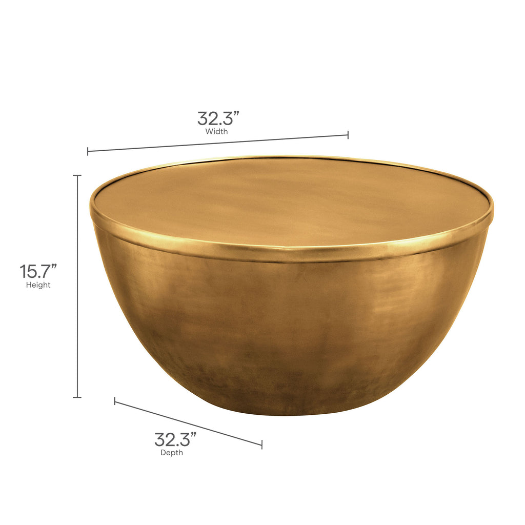 Viora 32 Inch Metal Storage Coffee Table - Burnished Brass