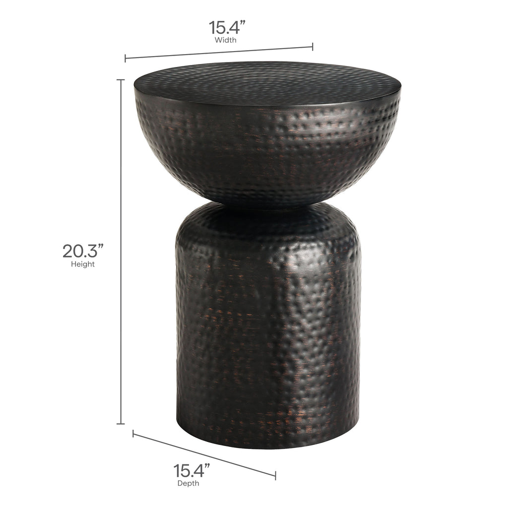 Mella Metal Hammered Side Table - Black