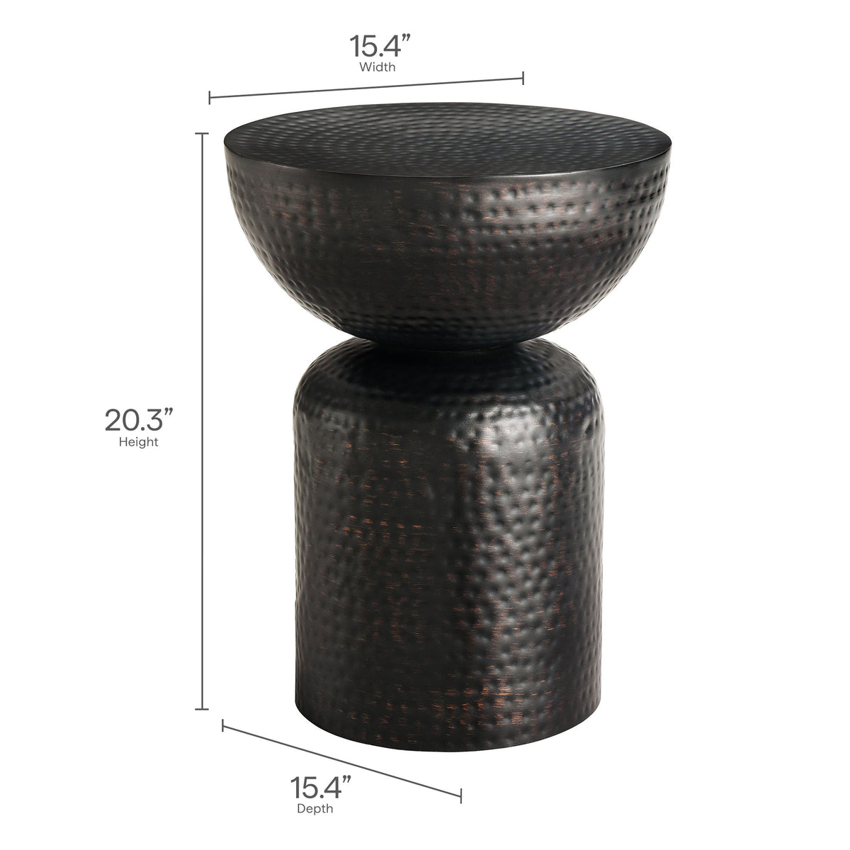 Mella Metal Hammered Side Table - Black