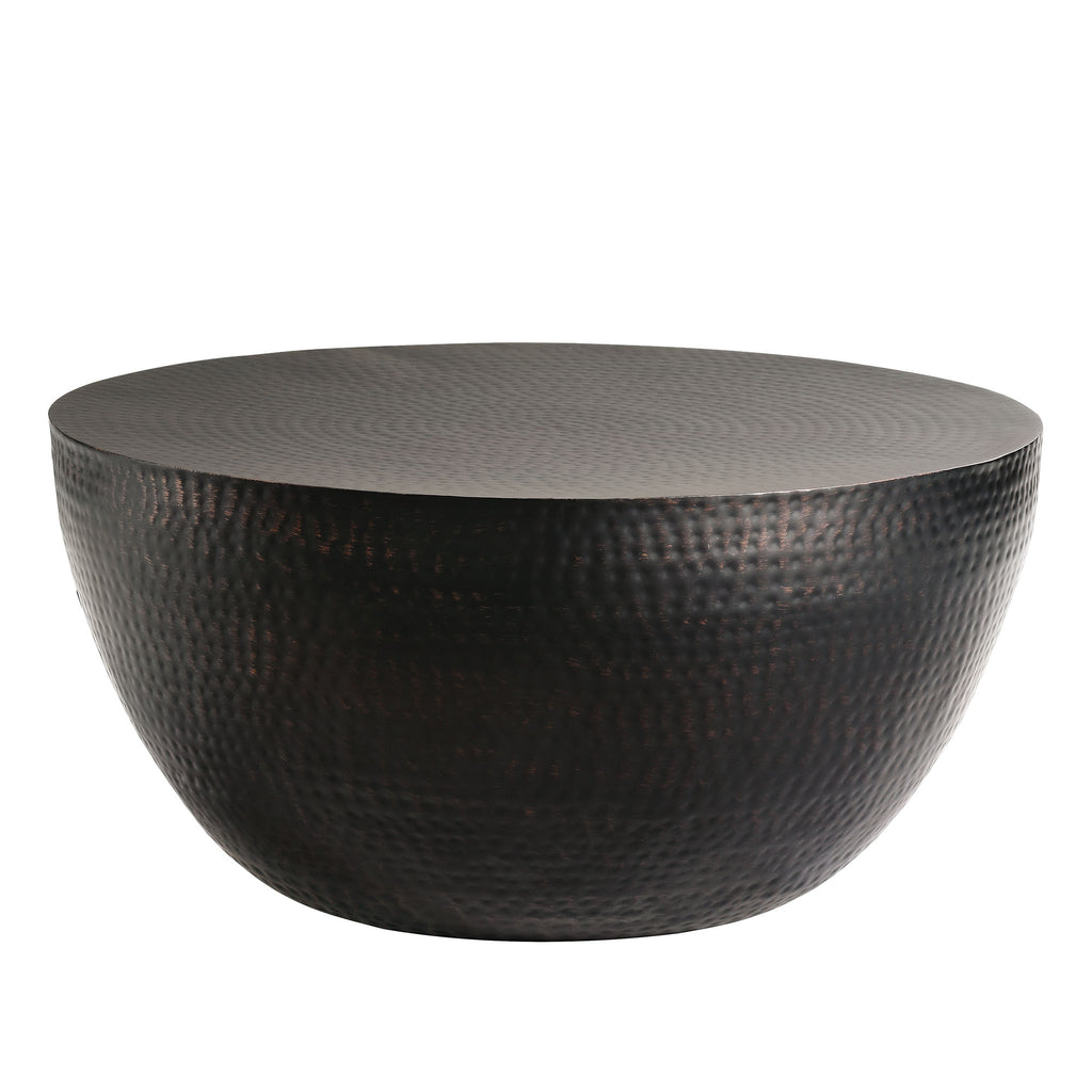 Mella 32 Inch Metal Hammered Coffee Table - Black