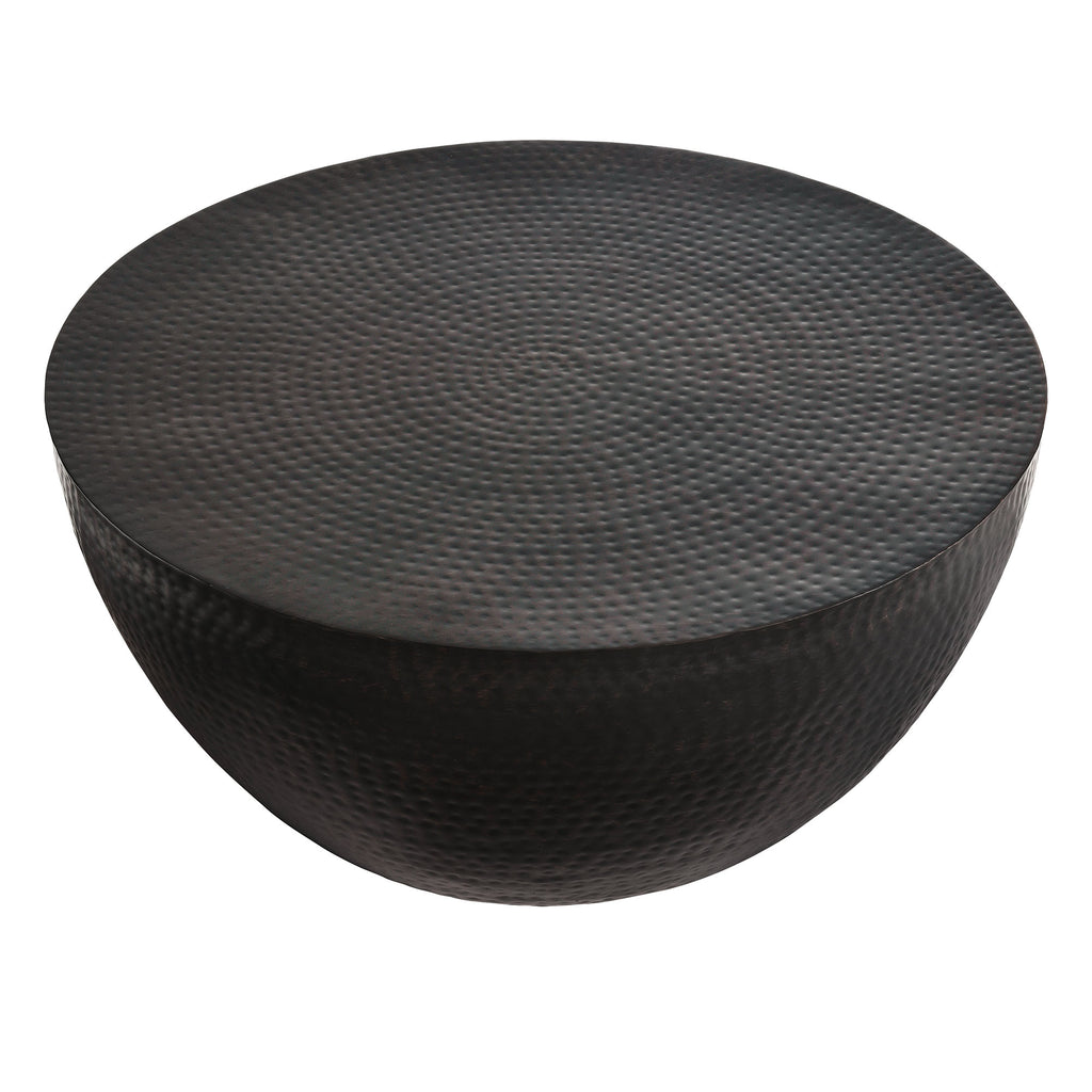 Mella 32 Inch Metal Hammered Coffee Table - Black