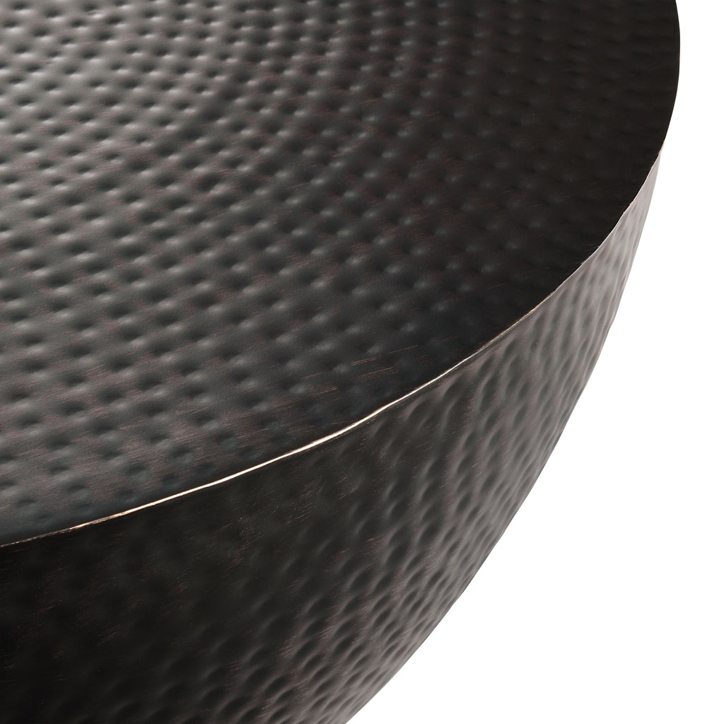 Mella 32 Inch Metal Hammered Coffee Table - Black