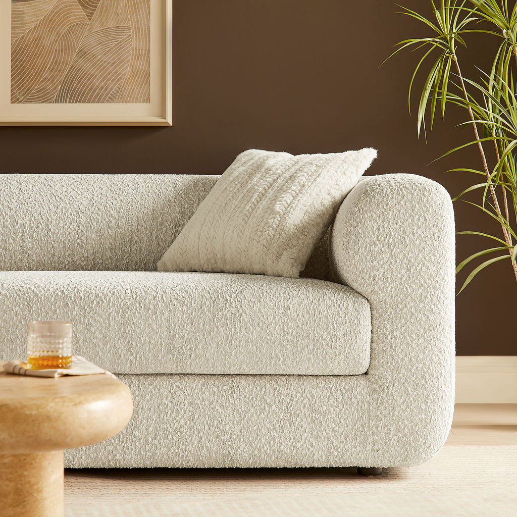Leif 89" Boucle Upholstered Sofa - Pearl