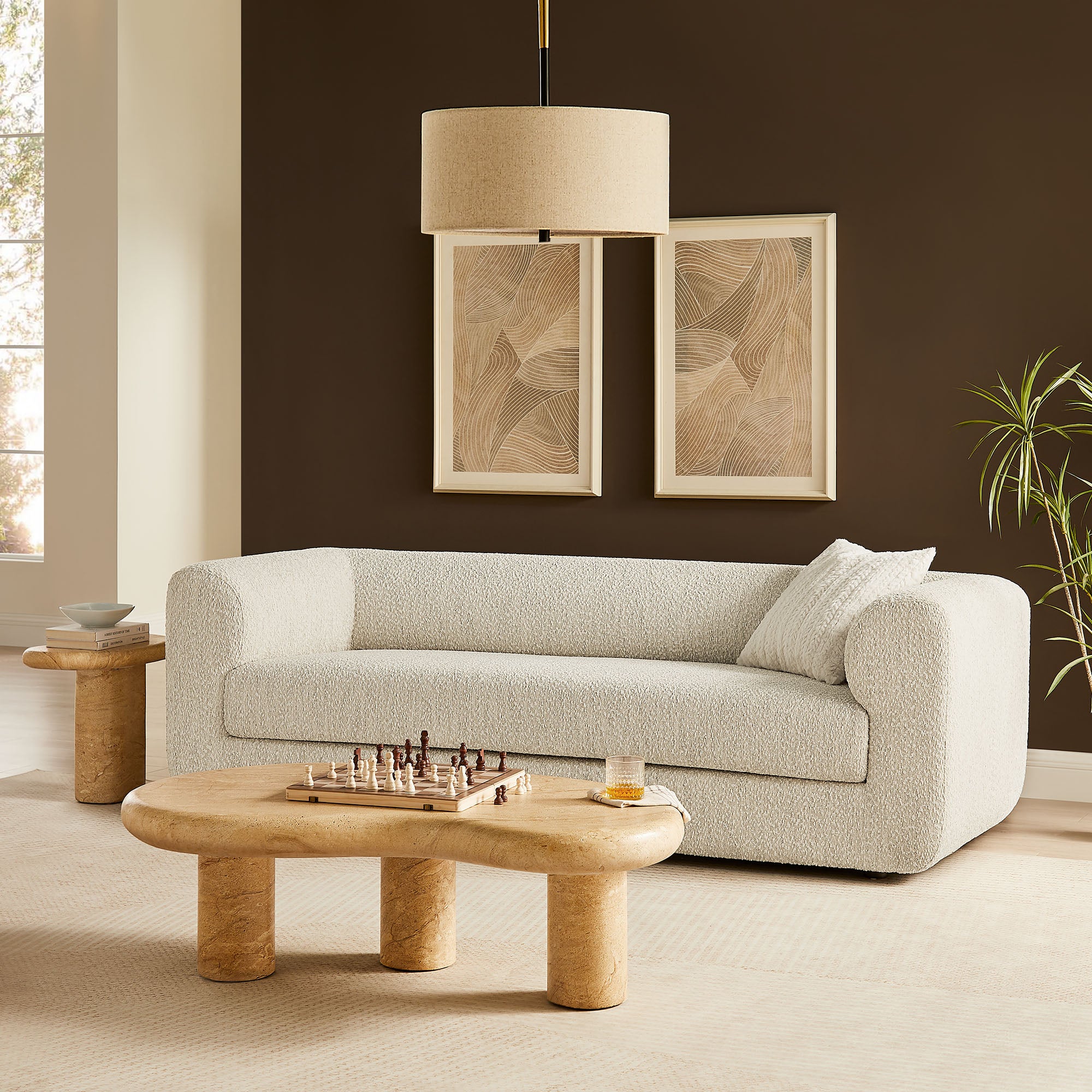 Leif 89" Boucle Upholstered Sofa - Pearl