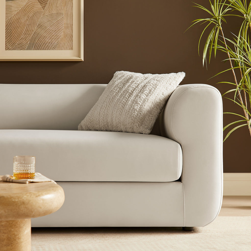 Leif 89" Performance Velvet Upholstered Sofa - Alabaster